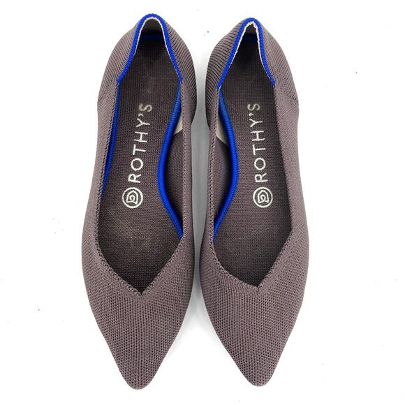 Rothy's Gray Blue The Point Pointed Toe Fabric Casual Ballet Flats (7.5) - Picture 1 of 9